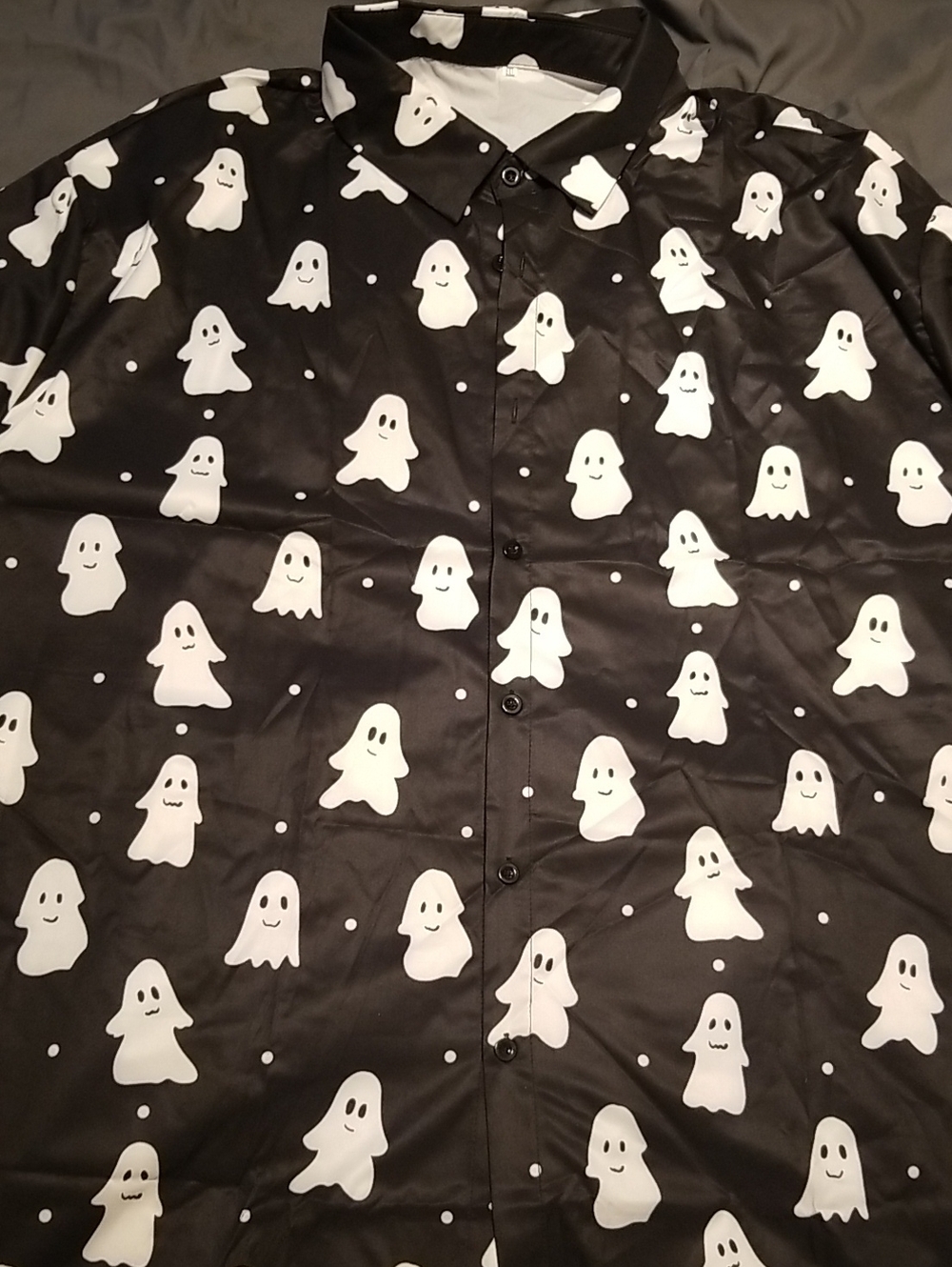 Adult Halloween Ghost Button Down Shirt Size 6x